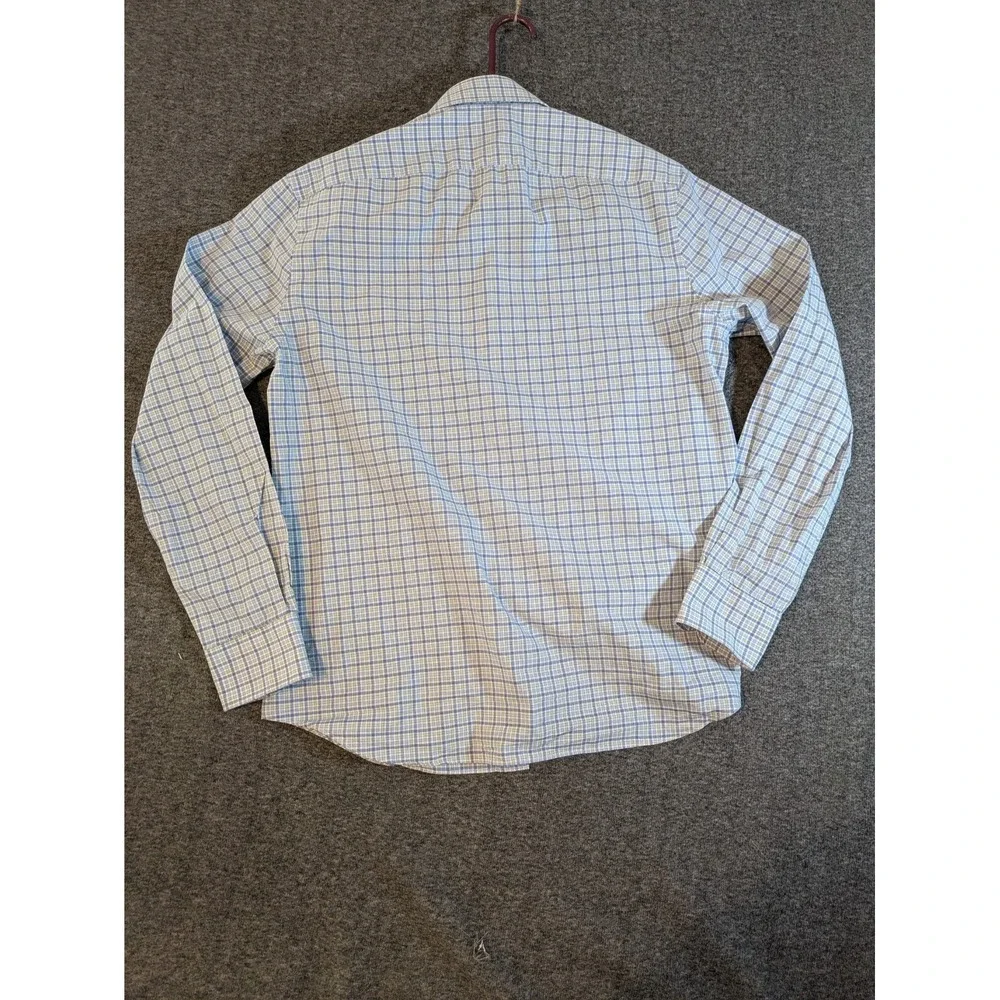 Tommy Hilfiger Shirt Men's Button‎ Up Sz L Blue Plaid Slim Fit Long Sleeve